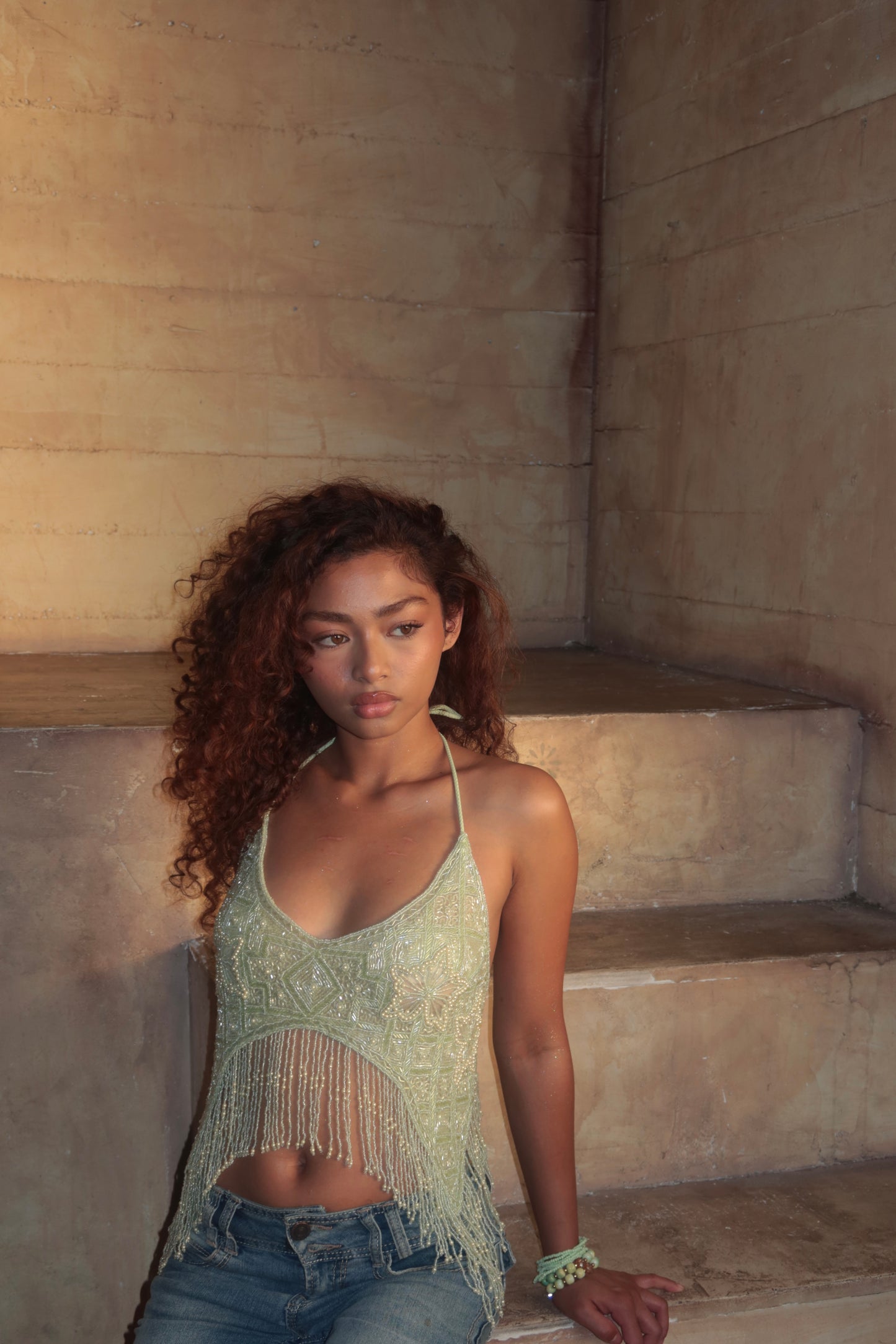 SAGE STAR BEADED HALTER