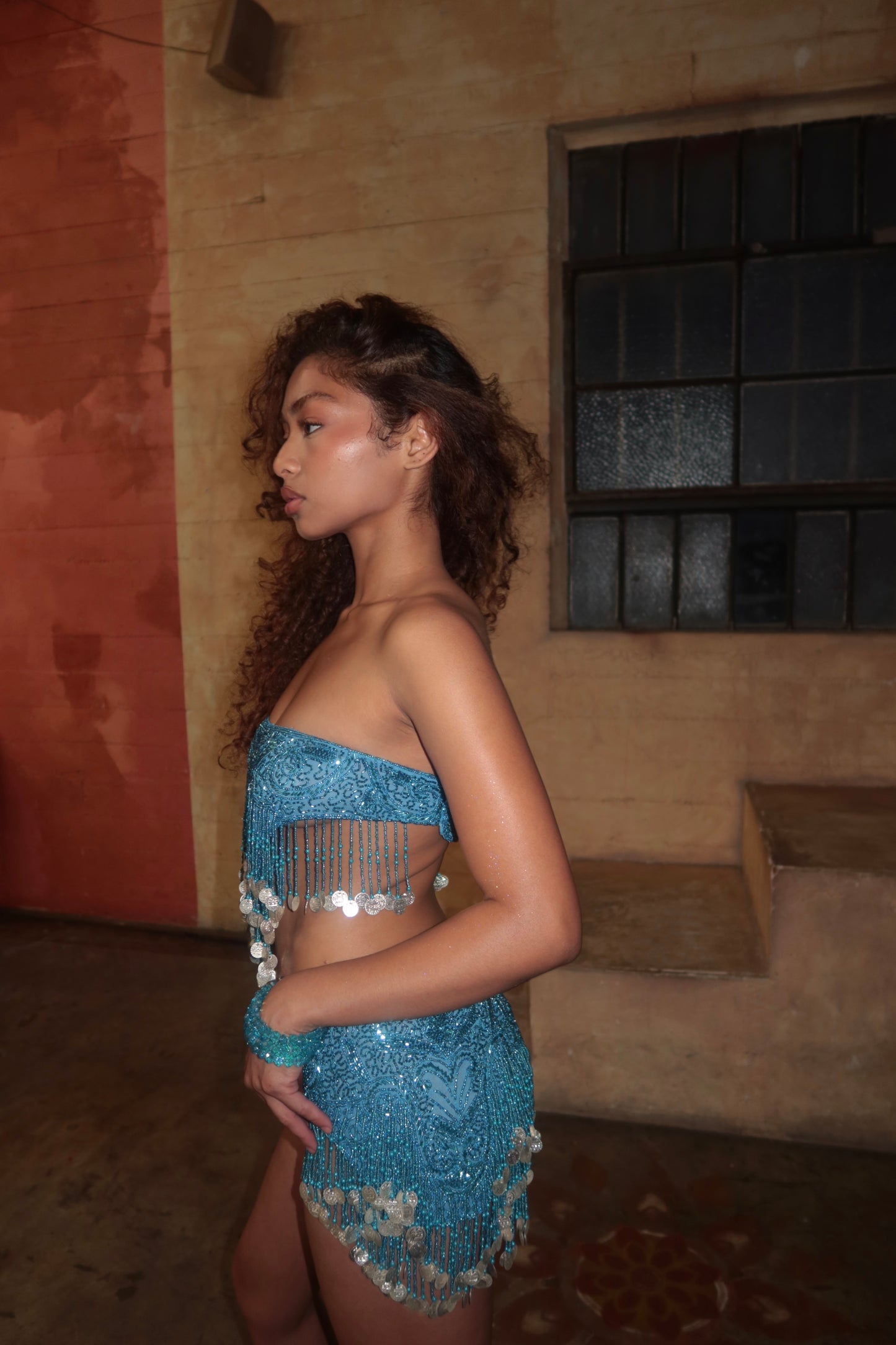 AQUA EGYPTIAN BEADED SET