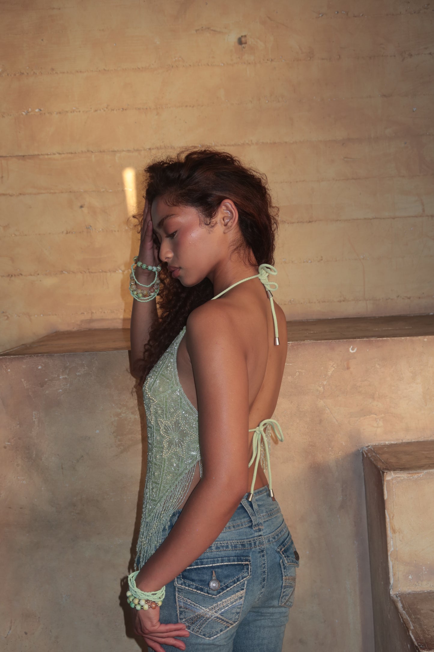 SAGE STAR BEADED HALTER