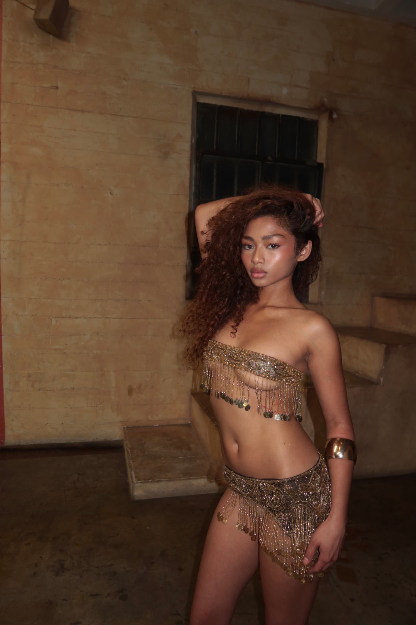 GOLD EGYPTIAN BEADED SET (TINY TOP)